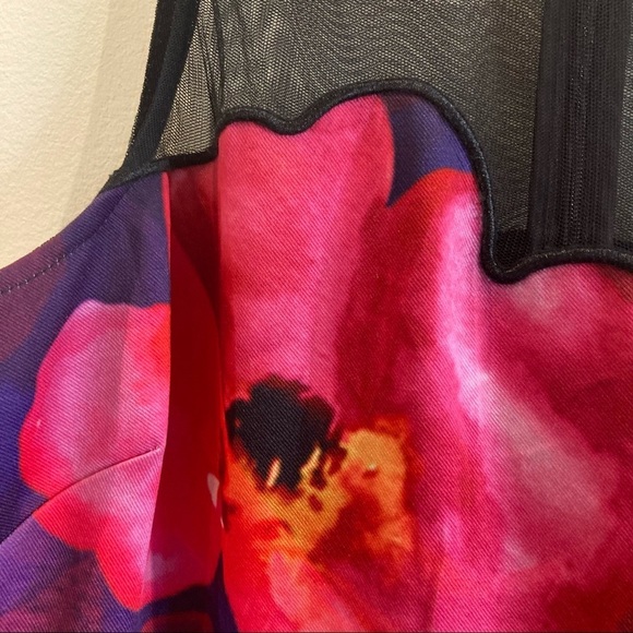 BELLE BY BADGLEY MISCHKA Sz 10 Floral and Mesh A-Line  Zipper Closure Dress - Picture 8 of 14